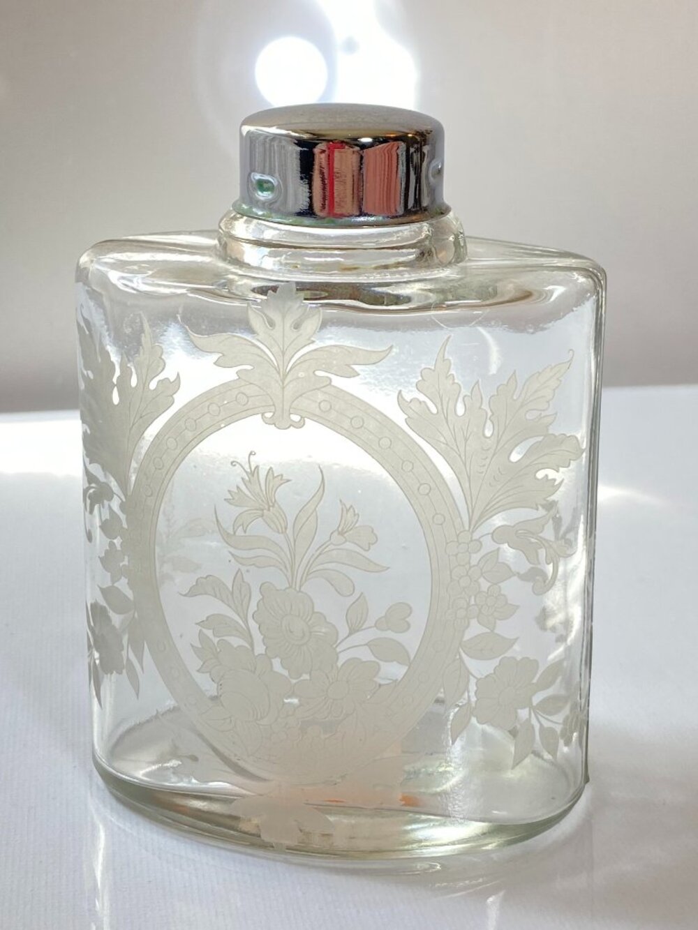 VTG Jay Willfred for Andrea Sadek Portugal Frosted Glass Vanity Bottle Flask, 4"